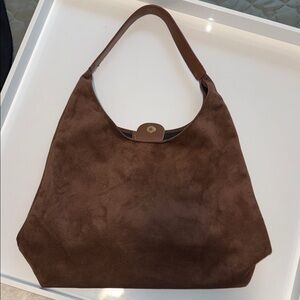 Elegant Brown Suede Hobo Bag